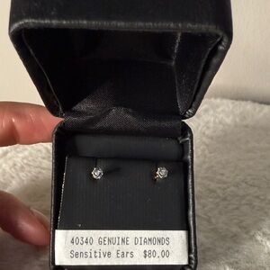 Elegant Silver Diamond Stud Earrings